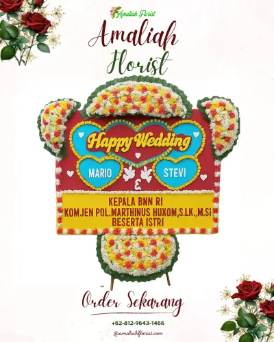 Karangan Papan Bunga Pernikahan di Perean